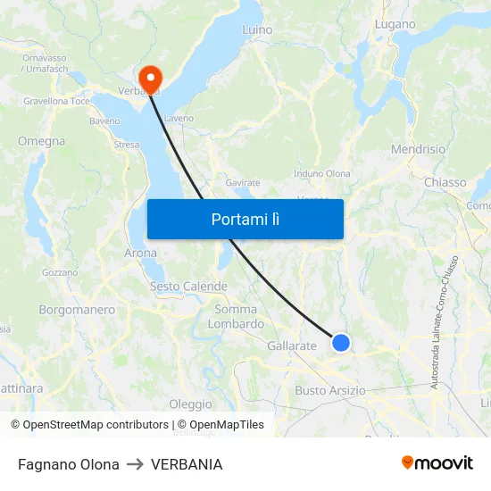 Fagnano Olona to VERBANIA map