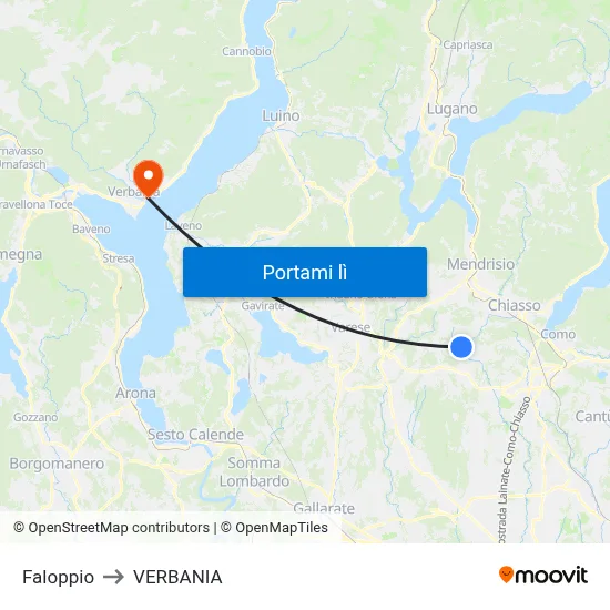 Faloppio to VERBANIA map