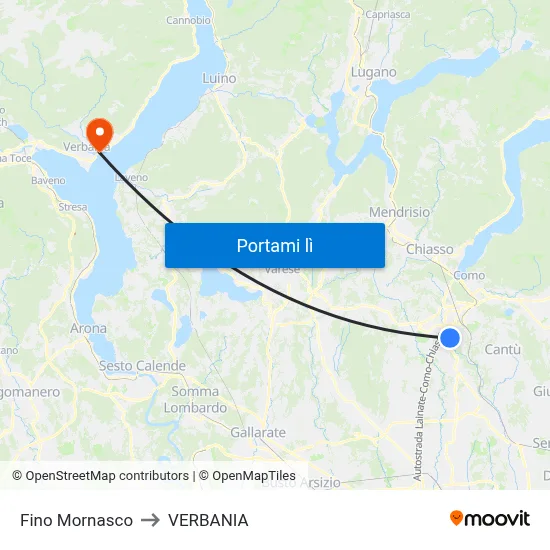 Fino Mornasco to VERBANIA map