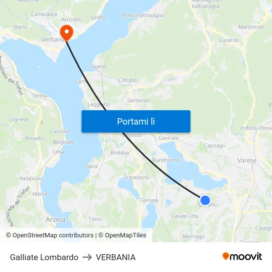 Galliate Lombardo to VERBANIA map