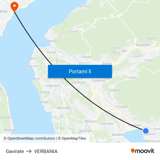 Gavirate to VERBANIA map