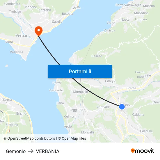 Gemonio to VERBANIA map