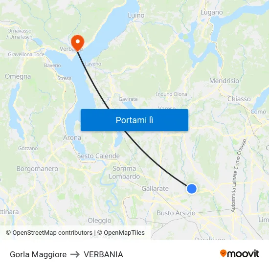 Gorla Maggiore to VERBANIA map