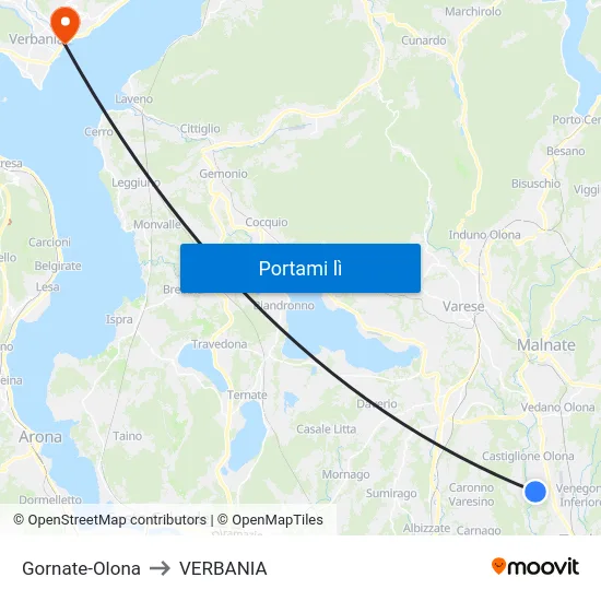 Gornate-Olona to VERBANIA map