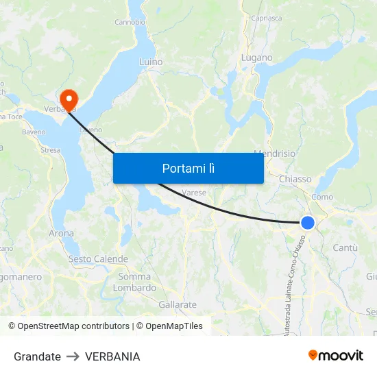 Grandate to VERBANIA map