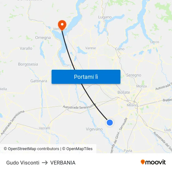 Gudo Visconti to VERBANIA map