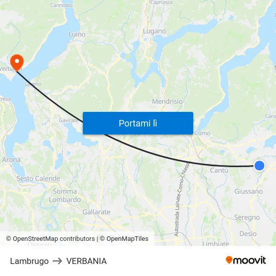 Lambrugo to VERBANIA map
