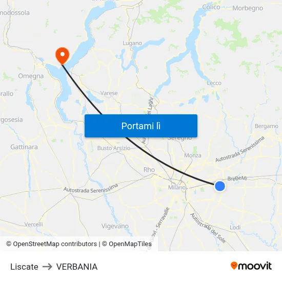 Liscate to VERBANIA map