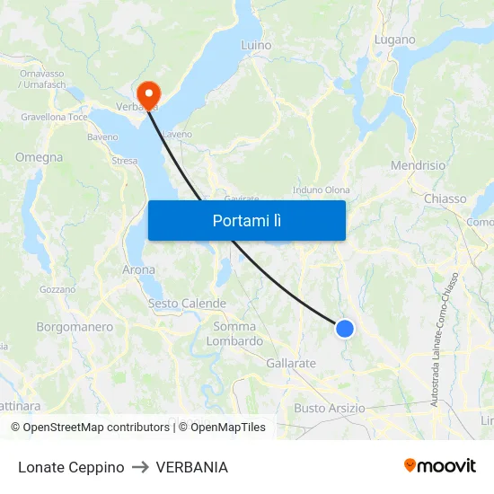 Lonate Ceppino to VERBANIA map
