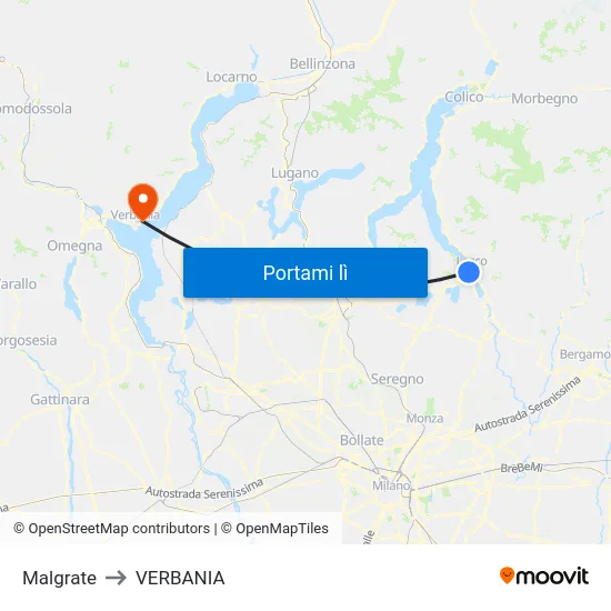 Malgrate to VERBANIA map