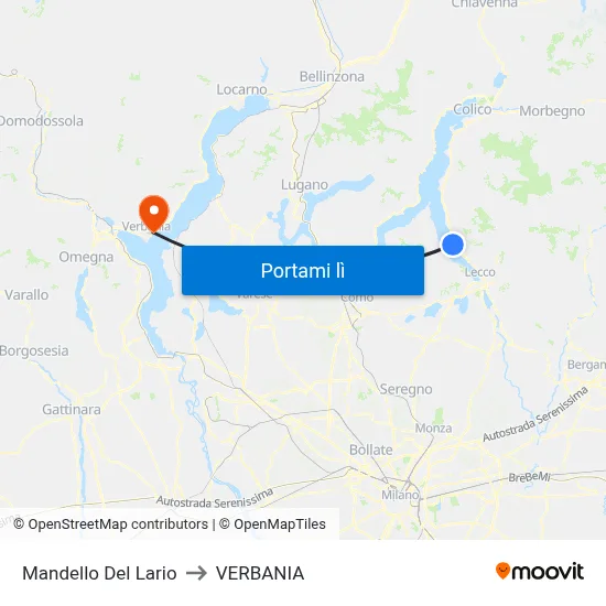 Mandello Del Lario to VERBANIA map