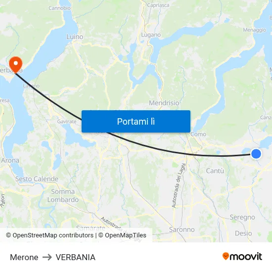 Merone to VERBANIA map