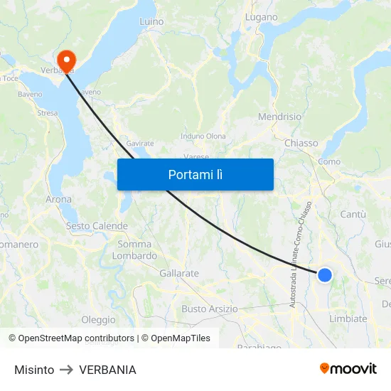 Misinto to VERBANIA map