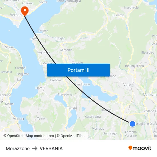 Morazzone to VERBANIA map