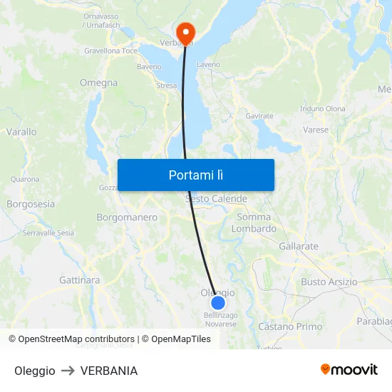 Oleggio to VERBANIA map