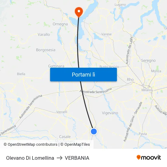 Olevano Di Lomellina to VERBANIA map