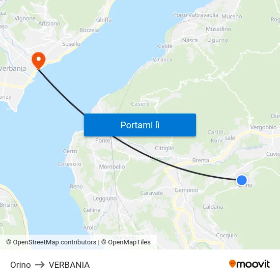 Orino to VERBANIA map