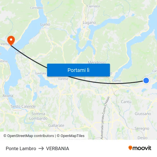 Ponte Lambro to VERBANIA map