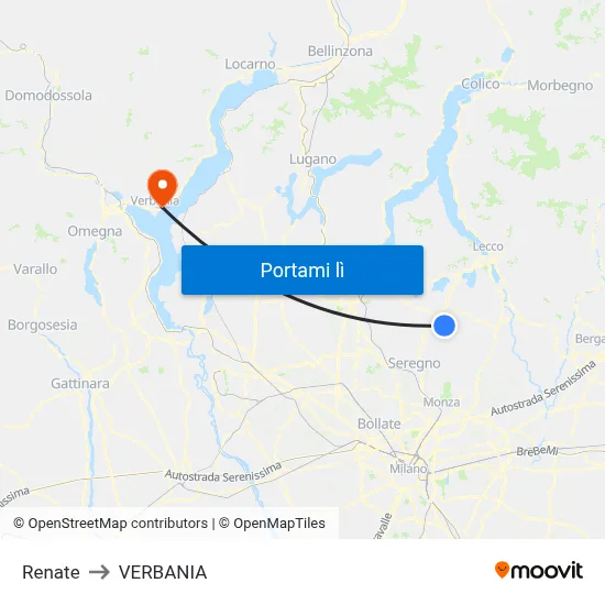 Renate to VERBANIA map