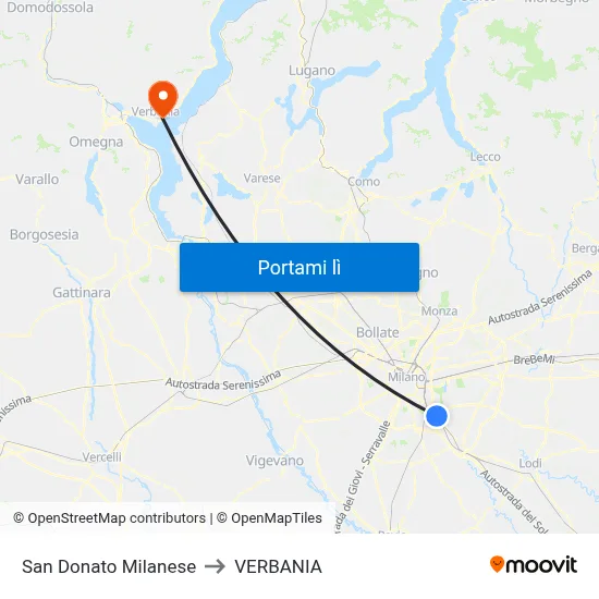 San Donato Milanese to VERBANIA map