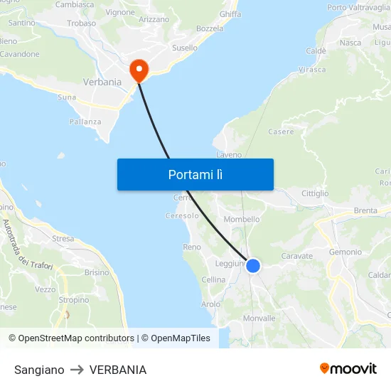 Sangiano to VERBANIA map