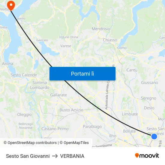 Sesto San Giovanni to VERBANIA map