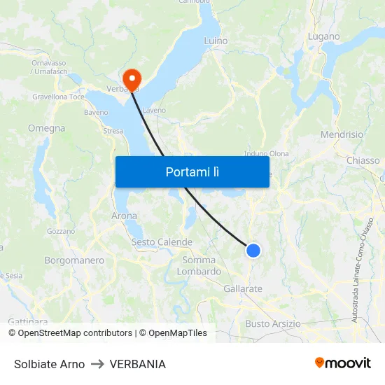 Solbiate Arno to VERBANIA map