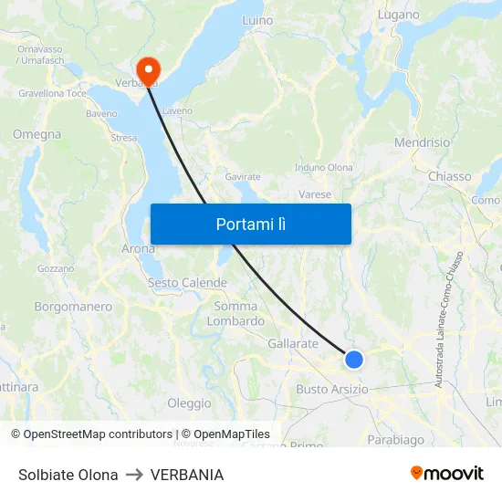 Solbiate Olona to VERBANIA map