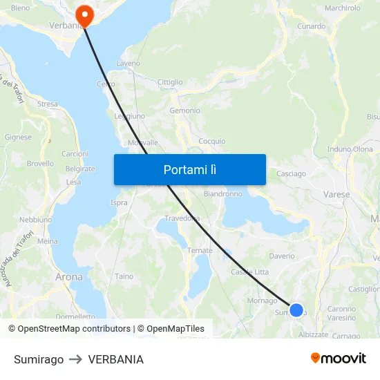 Sumirago to VERBANIA map