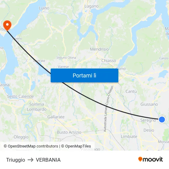 Triuggio to VERBANIA map