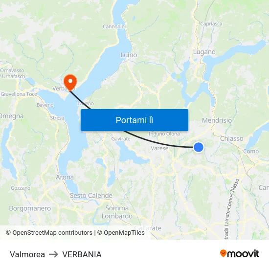 Valmorea to VERBANIA map