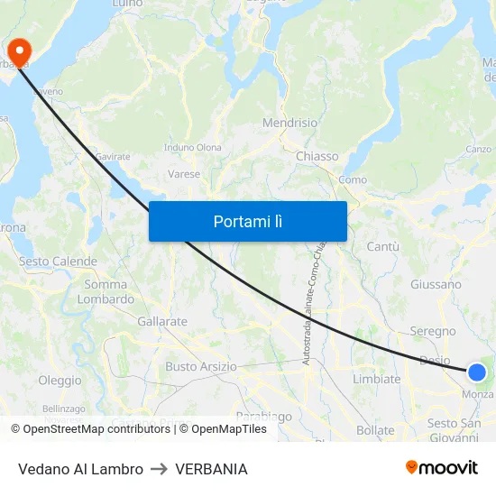 Vedano Al Lambro to VERBANIA map
