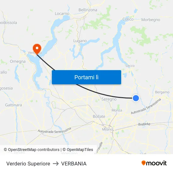 Verderio Superiore to VERBANIA map