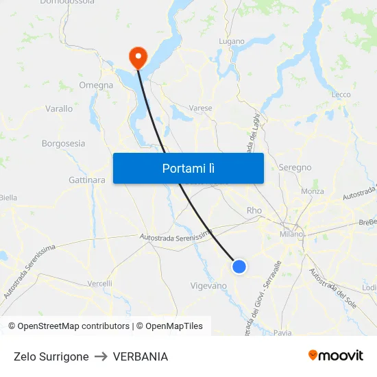 Zelo Surrigone to VERBANIA map