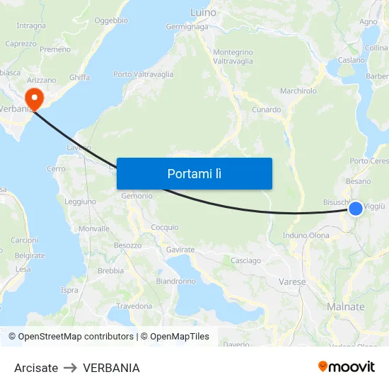 Arcisate to VERBANIA map