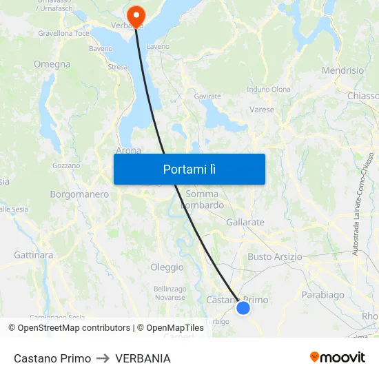 Castano Primo to VERBANIA map