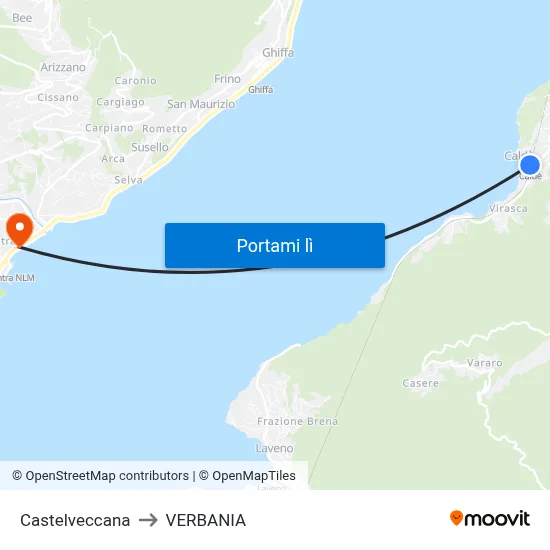 Castelveccana to VERBANIA map
