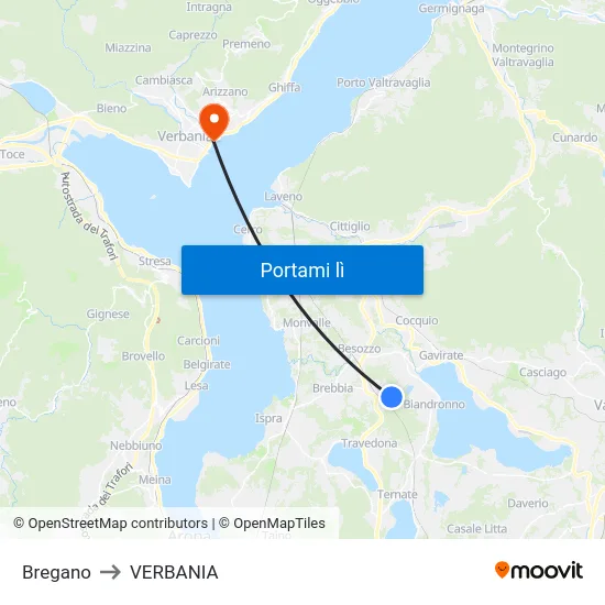 Bregano to VERBANIA map