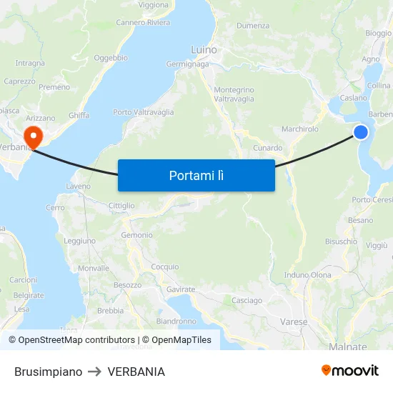 Brusimpiano to VERBANIA map