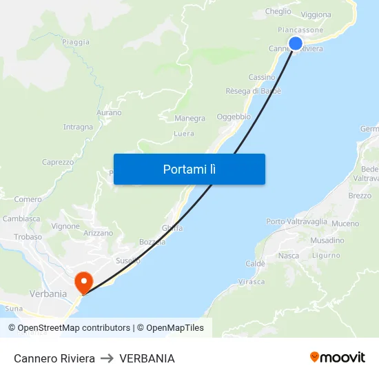 Cannero Riviera to VERBANIA map