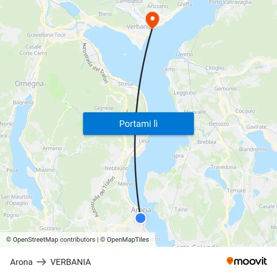 Arona to VERBANIA map