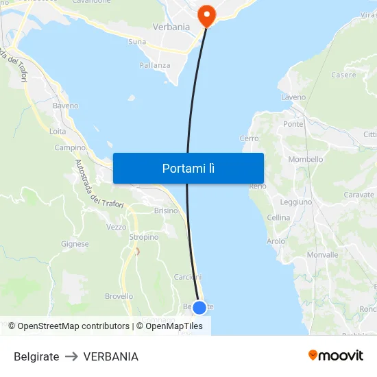 Belgirate to VERBANIA map