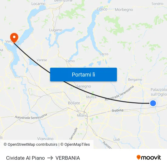 Cividate Al Piano to VERBANIA map
