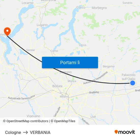 Cologne to VERBANIA map