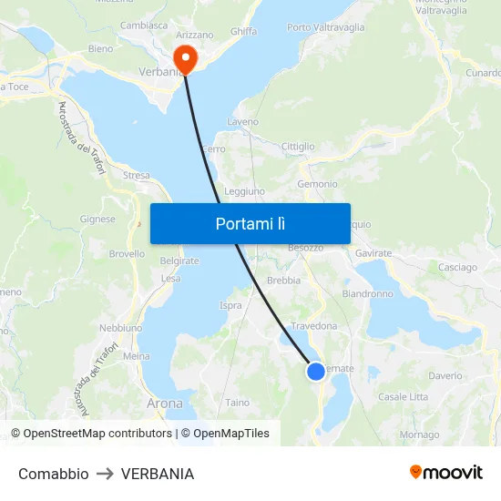 Comabbio to VERBANIA map