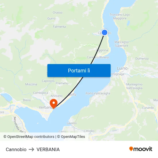Cannobio to VERBANIA map