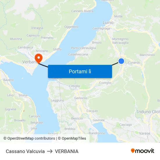 Cassano Valcuvia to VERBANIA map