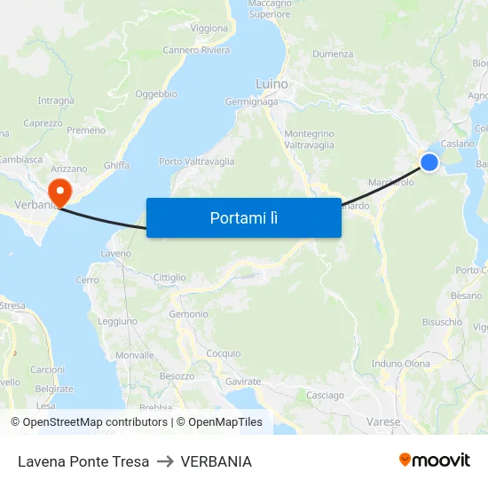 Lavena Ponte Tresa to VERBANIA map