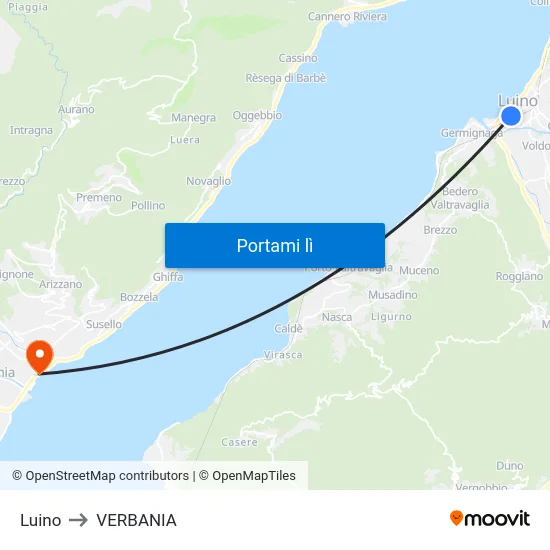 Luino to VERBANIA map
