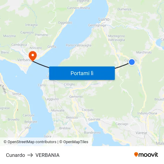 Cunardo to VERBANIA map